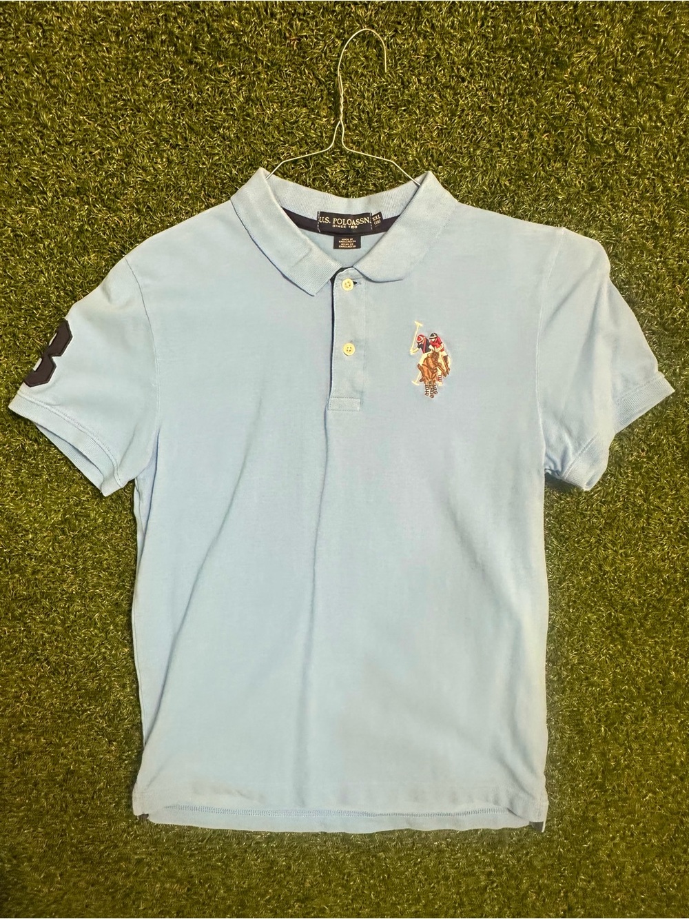 U.S. Polo Assn. Light Blue Short-Sleeve Polo with Embroidered Crest